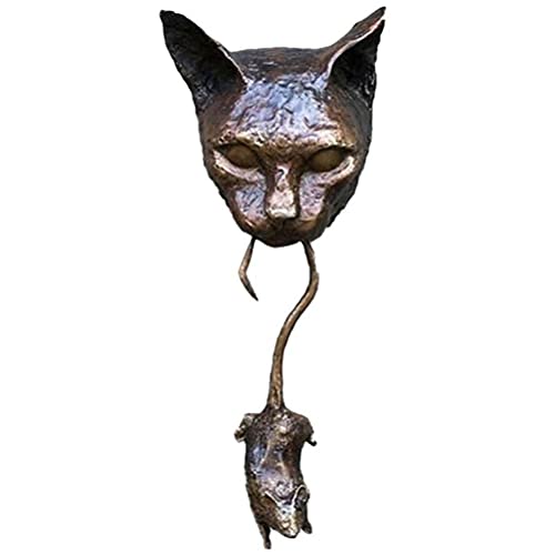 HUSHUI Türklopfer, Katze Türklopfer Skulptur Katze fangen Maus Wandskulptur Harz Anhänger für Innenhof Wohnzimmer