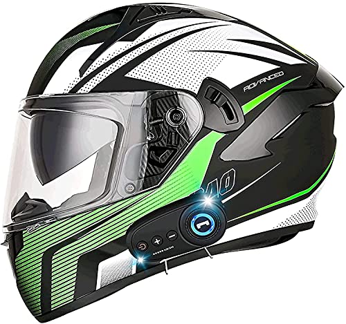 Integralhelm Mit Bluetooth Integriert Herren,Fullface Helm Anti-Fog-doppelvisier Motorradhelm Klapphelm Geschlossenen ECE Genehmigt Rollerhelm Belüftung Für Damen Herren (Color : D, Größe : XL)