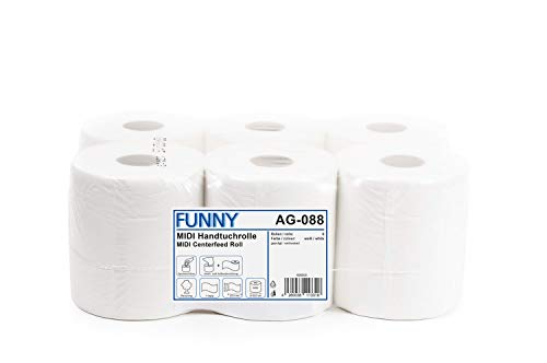 Funny Handtuchrolle, Innenabwicklung 19 cm, 1 lagig, 1er Pack (1 x 6 Stück), weiß