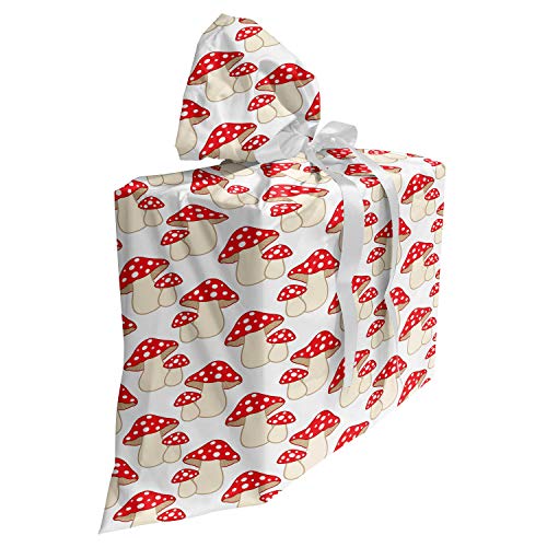 ABAKUHAUS Pilz Baby Shower Geschänksverpackung aus Stoff, Cartoon-Stil Amanita, 3x Bändern Wiederbenutzbar, 70 x 80 cm, Creme Rot
