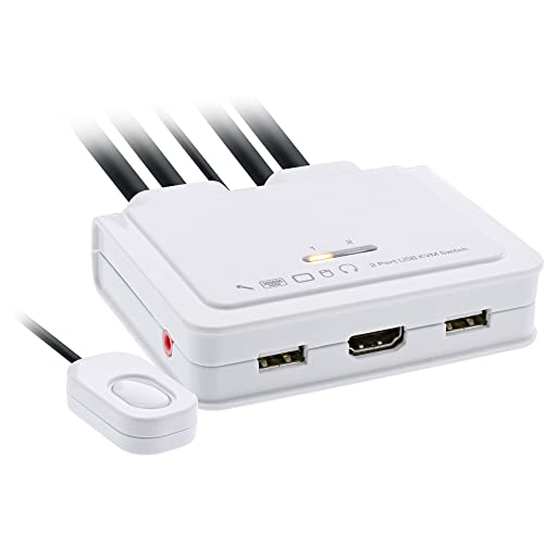 InLine® KVM Switch, 2-Fach, HDMI, 4K, USB, mit Audio, integr. Kabel (62613I)