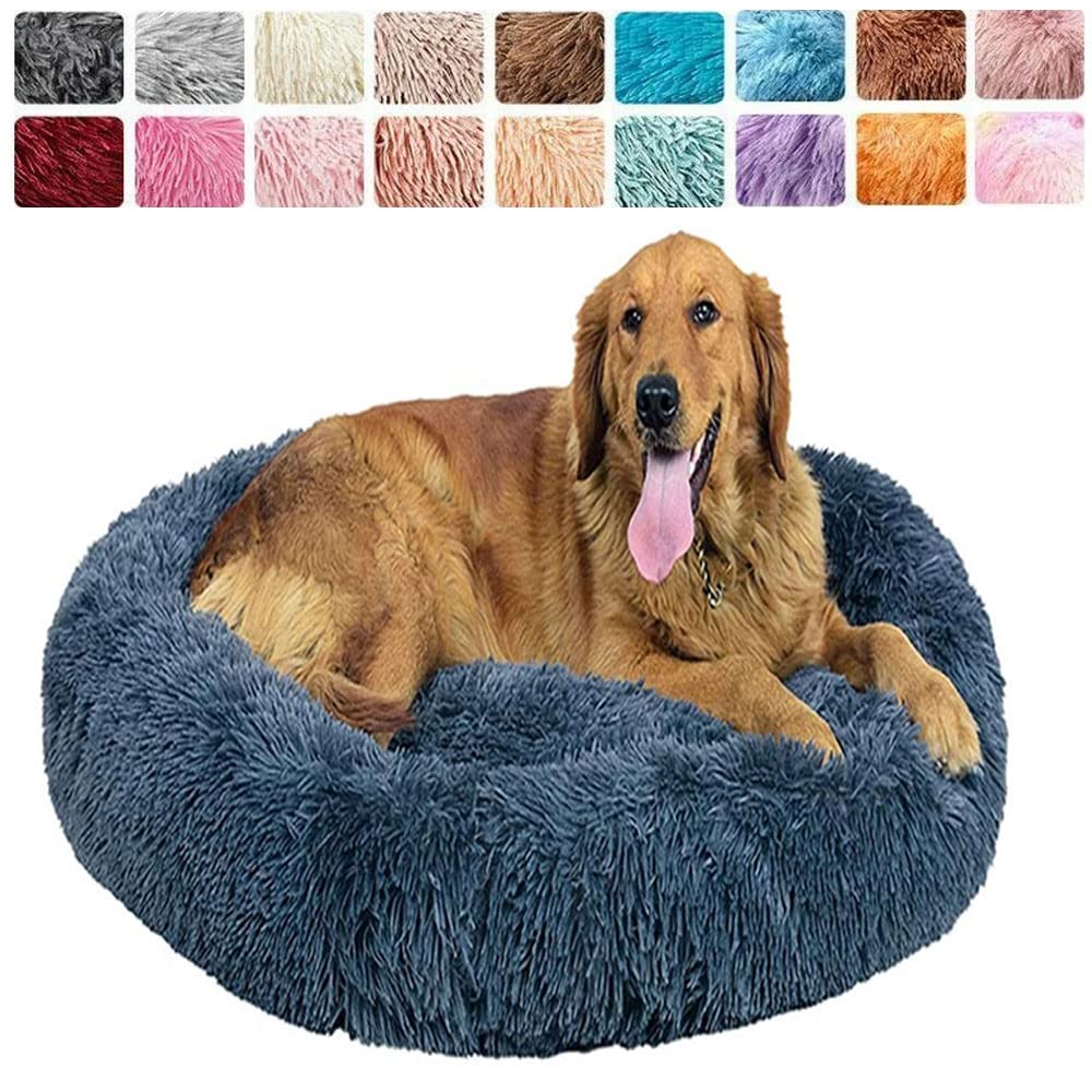 WXDL Waschbar Flauschiges Haustierbett Hundebett Rundes Plüsch Doughnut Katzenbett Hundesofa Katzensofa (Diameter 70cm,Purple)