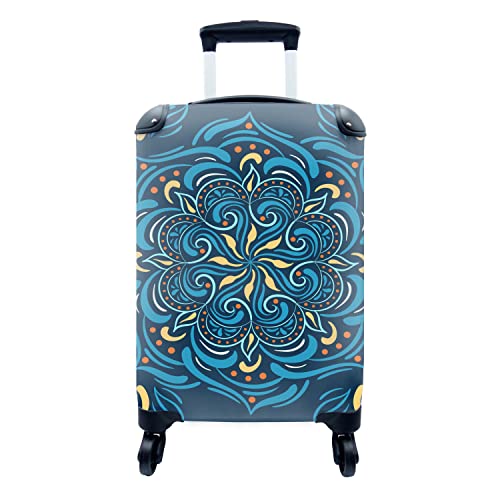 Koffer - 35x55 cm - Blume - Gelb - Blau - Muster