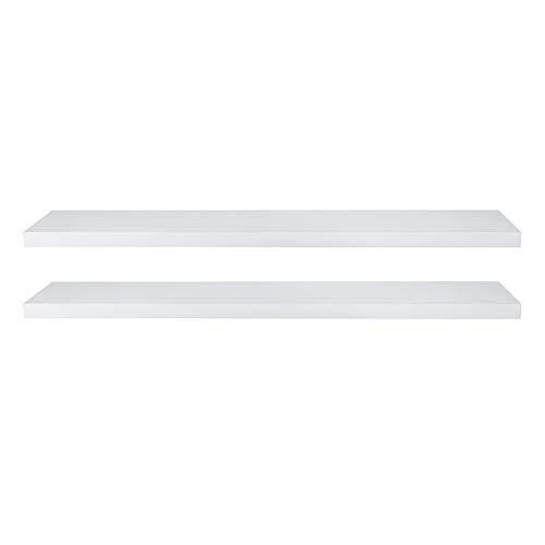eSituro Wandregal, schwebendes weißes Regale für Wandmontage, 2er-Set Schweberegal Hängeregal Wandbrett im Wohnzimmer Schlafzimmer Küche Badezimmer, 120x3,8x22,9 cm