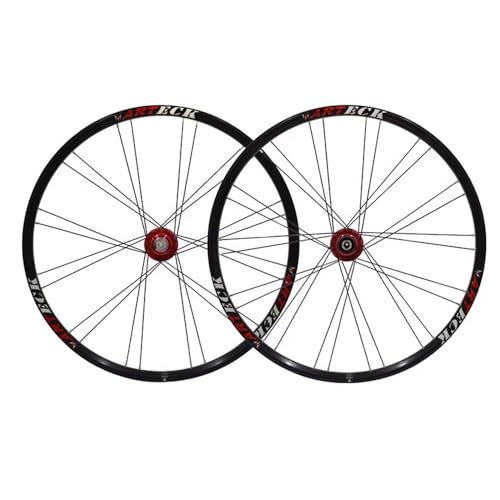 26 Zoll Laufradsatz Mountainbike Scheibenbremse Kassette Lagernaben Schnellspanner MTB Laufrad Doppelwandige Felgen Laufrad Satz Für Fahrräder (Color : Black-red, Size : 26inch)