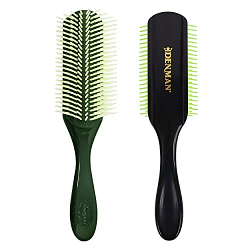 Denman Curly Hair Brush D4 (Black/Yellow) 9 Row Styling Brush for Styling, Smoothing Longer Hair and Defining Curls - For Women and Men.