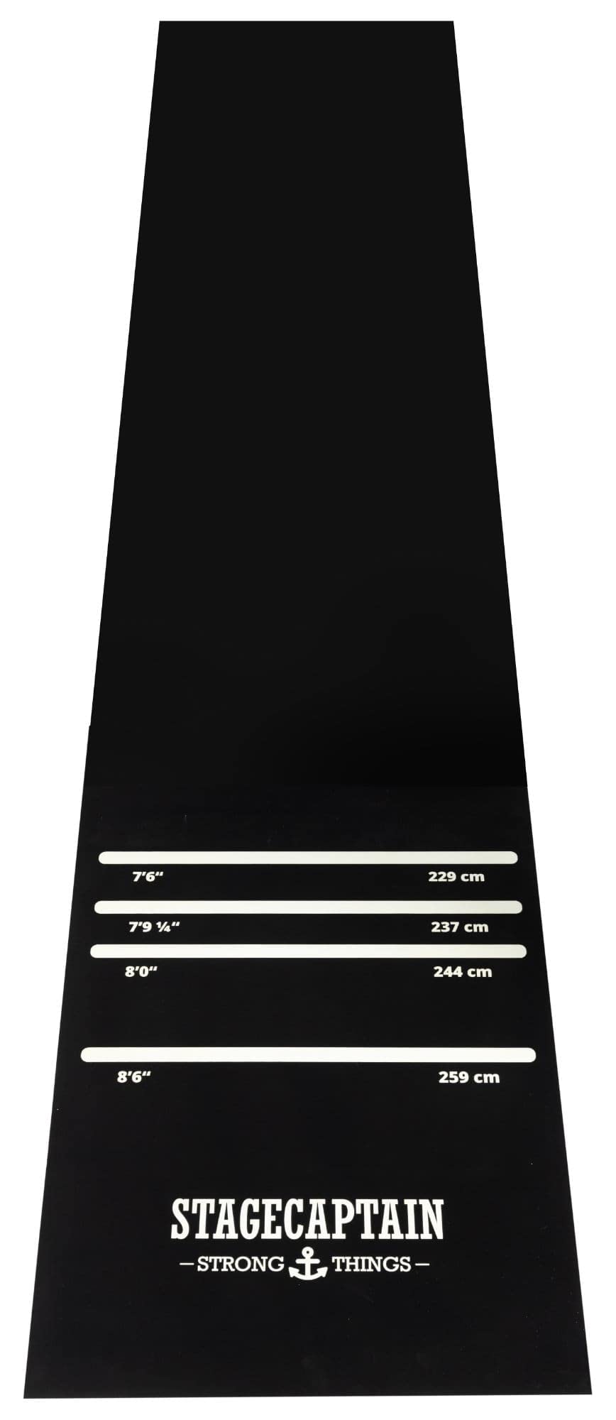 Stagecaptain DM-300 Dart-Bodenschutzmatte - Undurchdringbar für Steel Dart-Pfeile - Mit aufgedruckten Abwurflinien - Schwerer Dartteppich aus Gummi - rutschfest - Länge: 3 m - Schwarz