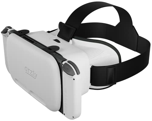 Orzly VR Brille für Nintendo Switch/Switch OLED Konsole Modell fur 3D Virtual Reality Headset Spiele Zubehör Set- Geschenkbox - Weiß Edition