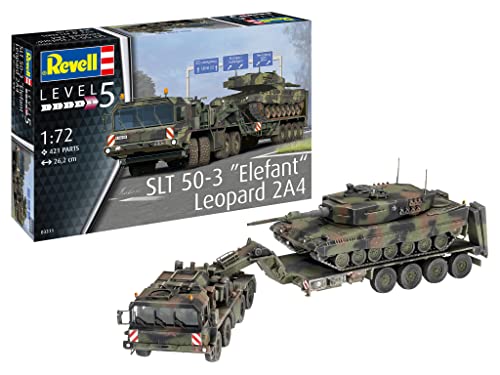 Revell 03311 SLT 50-3" Elefant und Leopard 2A4, 1:72 originalgetreuer Modellbausatz für Experten, farbig
