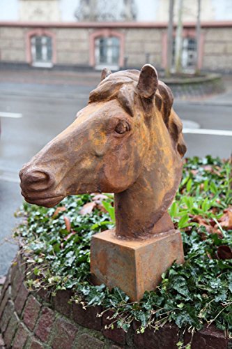 aubaho Skulptur Figur Pferd Eisen Sculpture Iron Horse 62cm Pferdekopf Gewicht 25kg