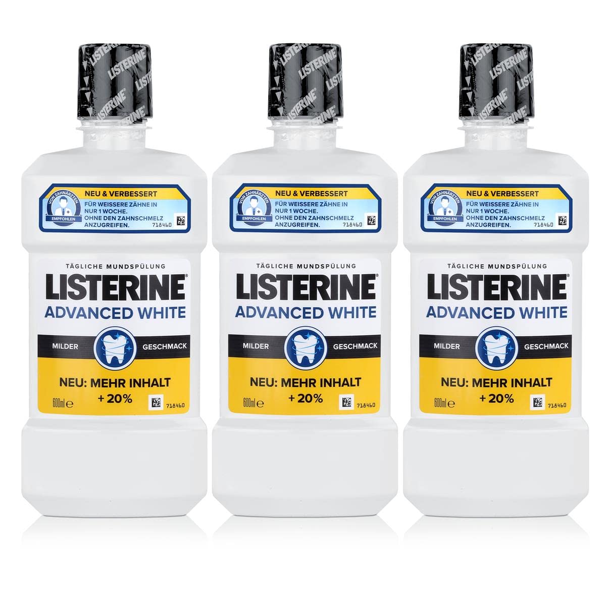 LISTERINE Advanced White | LISTERINE Mundspülung mit Whitening-Effekt | Für gesunde Zähne | 3er Pack (3 x 500 ml)