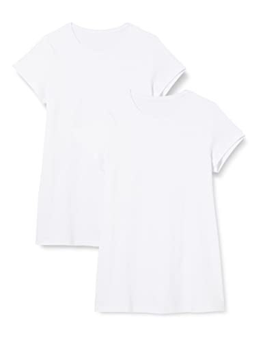 FM London Lässiges T-Shirt-Kleid für Damen | Superweich, kurze Ärmel, bequemes Design, Weiß (weiß), 44