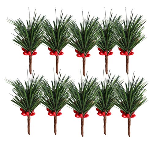 VOSAREA 10 Stücke Weihnachten Zweig mit Zapfen und Beeren Picks Künstliche Tannenzweige Beerenzweige Dekozweige für Baumschmuck Weihnachtsschmuck Weihnachtsdeko