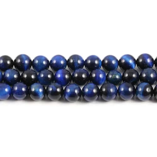 Natursteinperlen, rund, bunt, Tigerauge-Edelstein, verteilte lose Perlen für Schmuckherstellung, DIY-Halskette, Armband, Zubehör, Königsblau, 4 mm