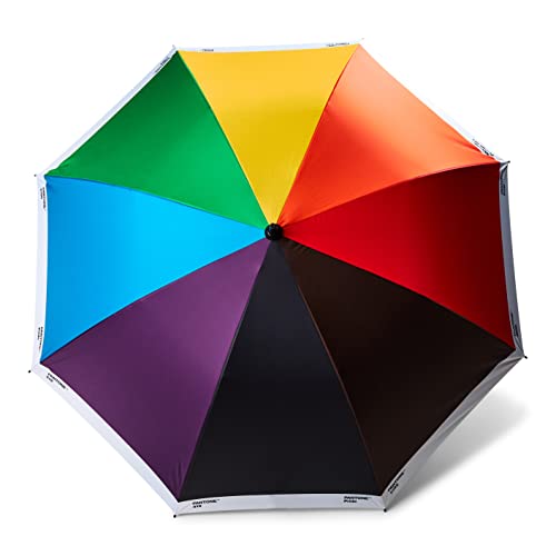 Pantone Stockschirm, Regenschirm, hochwertig klassisches Design, 130 cm Durchmesser, wasserabweisend, Griff mit Soft-Touch, Pride Regenbogenfarben