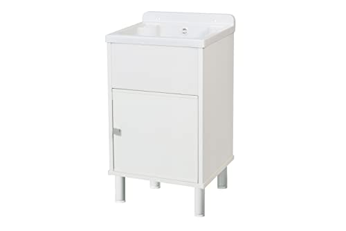 Negrari 5003PKCAM Mini-Waschbecken aus PVC-Harz für den Außen/Innenbereich, mit Aufbewahrungsschrank L 42 x B 34 x H 80 cm, Weiß, Small