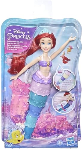 Hasbro Disney Prinzessin Regenbogenzauber Arielle, Puppe mit Farbwechsel, Wasserspielzeug zu Disneys Arielle, die Meerjungfrau, ab 3 Jahren