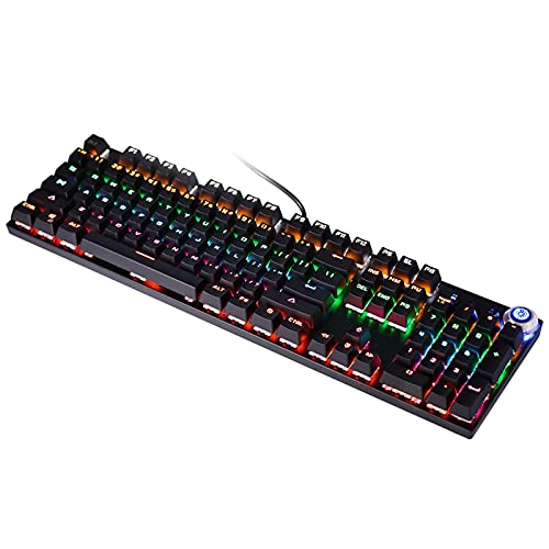 Heayzoki Mechanische Tastatur,2 Farbinjektion 104 Tasten 9 Lichteffekte Kabelgebundene Ergonomische Computertastatur-Knopf-Version Computerzubehör,Schwarz