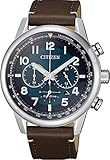 Citizen Herren Analog Eco-Drive Uhr mit Leder Armband CA4420-13L, Silber