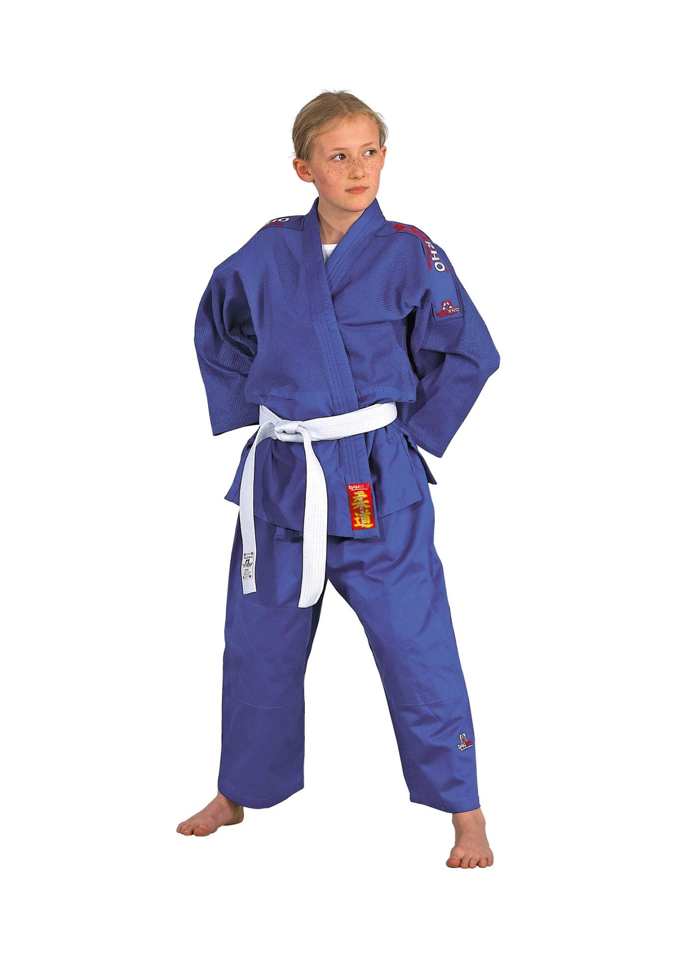 DanRho Judoanzug Yamanashi mit Schulterstreifen, blau, Größe:130 cm;Farbe:Blau