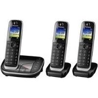 Panasonic KX-TGJ323GB - Schnurlostelefon - Anrufbeantworter mit Rufnummernanzeige - DECT - Schwarz + 2 zusätzliche Handsets