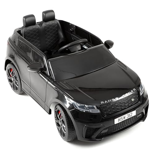 Range Rover Velar Elektroauto für Kinder mit Fernbedienung, 3-5 Jahre bis 30 kg, Premium Soundsystem mit Motorsound, Hupe, USB – Lizenziertes Kinderauto schwarz 3-6 km/h
