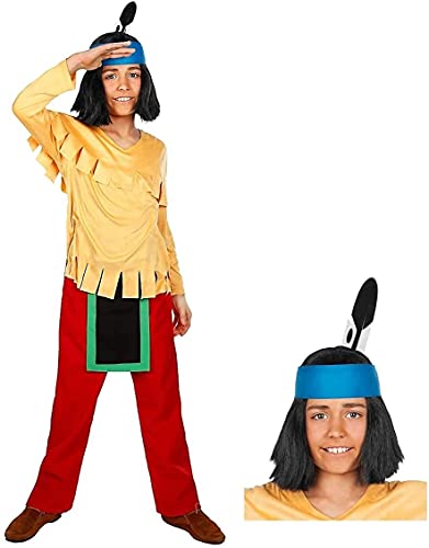 Maskworld - Yakari Kinderkostüm 5teilig - Indianer Kostüm für Jungen mit Perücke - Lizenzprodukt Zeichentrickserie (122/128)