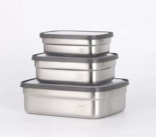 Sageware Frischhaltedosen aus Edelstahl mit Deckel 3er Set Meal Prep Boxen ineinander Nestbau 1200ml+600ml+330ml