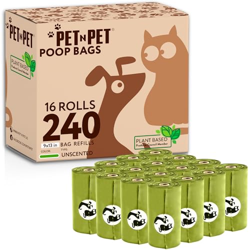 PET N PET Kompostierbarer Hundekotbeutel, 240 Gemüsebeutel für Hunde, langlebige, dicke, auslaufsichere Kotbeutel für Hunde