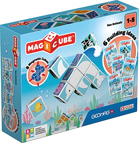 Geomag Magicube Sea Animals - 8 Magnetwürfel - Konstruktionsspielzeug, Baukasten Lernspielzeug