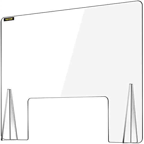 VEVOR 60 x 120 cm Schreibtisch Trennwand Plexiglas, 23,6 x 47,2 Zoll Spuckschutz, Acrylglas Sichtschutz Thekenaufsatz Durchreiche Lärm reduzieren physische Trennung Banken Kliniken Schulen Büro