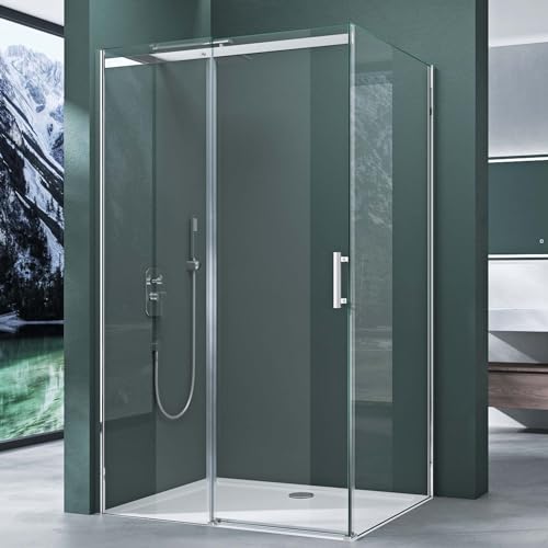 Duschabtrennung Ravenna18 in Klarglas ESG mit NANO 90x100cm Dusche mit Schiebetür Eckeinstieg: Links