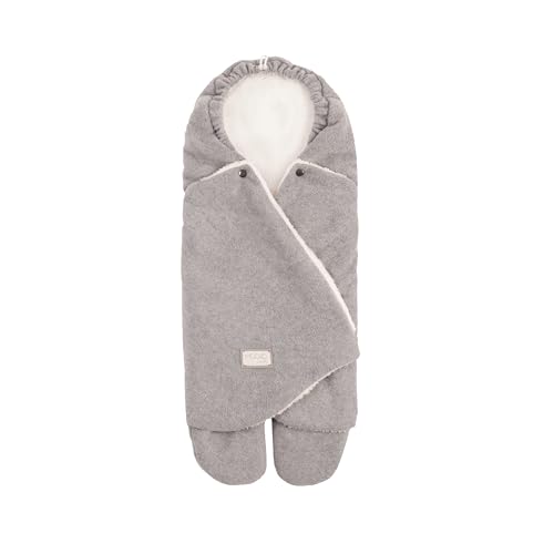 Nuvita 9100 Cuddle | Weicher Schlafsack mit verstellbarer Kapuze und individuellem Fußsack | perfekt für 0 bis 10 Monate (80 cm) | Temperaturbeständig bis 8°C | Hellgrau/Weiß