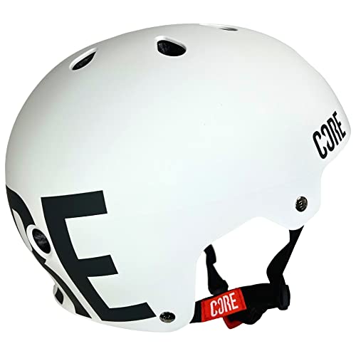 Core Street Stunt-Scooter Skateboard BMX Helm + Fantic26 Sticker (XS/S, Weiß/Schwarz)