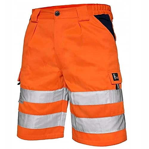 CXS Arbeitsshorts Norwich high Visible, Warnschutz Shorts Visible, Kurze Arbeitshose in Signalfarbe, Kurze Warnschutzhose mit Reflektionsstreifen, Orange, 56