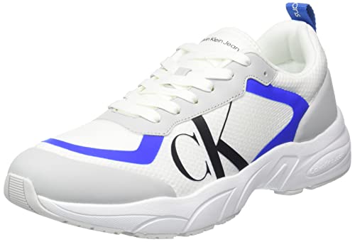 Calvin Klein Jeans Herren Retro-Tennisnetz Sneaker, weiß/blau, 44.5 EU