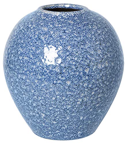broste Copenhagen Vase 'Ingrid' M Keramik Insignia Blue/White Ø24Xh25,5Cm