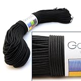 Universell einsetzbares Survival-Seil aus reißfestem Parachute Cord/Paracord (Kernmantel-Seil aus Nylon), 3 Kernfäden, Gesamtlänge 100 Meter, Stärke: 2mm, Farbe: schwarz - Marke Ganzoo