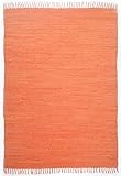 Theko | Dhurry Teppich aus 100% Baumwolle Flachgewebe Teppich Happy Cotton | handgewebt | Farbe: Terrakotta | 60x120 cm