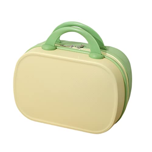 14Inch Kosmetik Fall Box Runde Koffer ABS Hartschale Tragetasche Tragbare Reise Handgepäck Koffer, Gelbgrün, Leicht zu transportieren