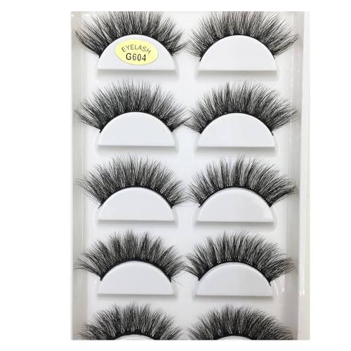 UAMOU 10/50 Boxen 5 Paar 3D Nerz Falsche Wimpern Weiche Wimpern Make-up Wimpern Faux Cils Cilios Maquiagem Cheerfully (Color : 5Pairs G604, Size : 10 Boxes 50 Pairs)