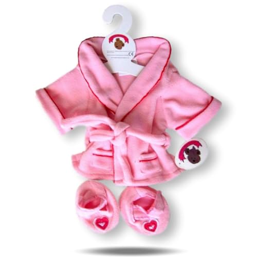 Teddy Bear clothes Pink FLEECE Robe with Slippers fit Build a Bear Factory Teddies