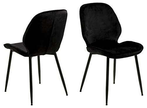 AC Design Furniture Filippa Esszimmerstuhl, H: 85 x B: 47,5 x T: 57,5 cm, Schwarz, Stoff/Metall, 2 Stk.