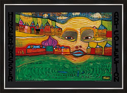 artissimo, Premium-Kunstdruck gerahmt, 72x53cm, AG4692, Friedensreich Hundertwasser: Irinaland über dem Balkan, Bild mit Rahmen, Wandbild, Poster, Wanddekoration