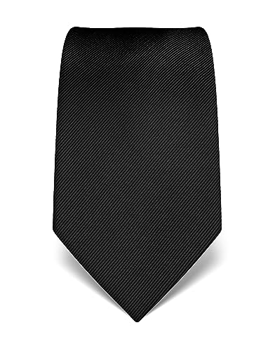 Vincenzo Boretti Herren Krawatte reine Seide Ton in Ton gestreift edel Männer-Design zum Hemd mit Anzug für Business Hochzeit 8 cm schmal/breit schwarz