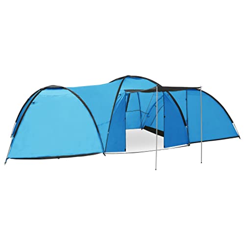 vidaXL Camping Igluzelt Reißverschlusstür Gitterfenster Campingzelt Kuppelzelt Familienzelt Zelt Trekkingzelt 650x240x190cm 8 Personen Blau