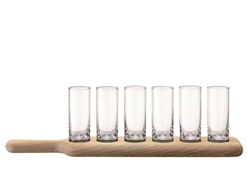 LSA Wodka-Set mit Servierbrett, 40 x 11 cm, 6 Gläser je 80 ml