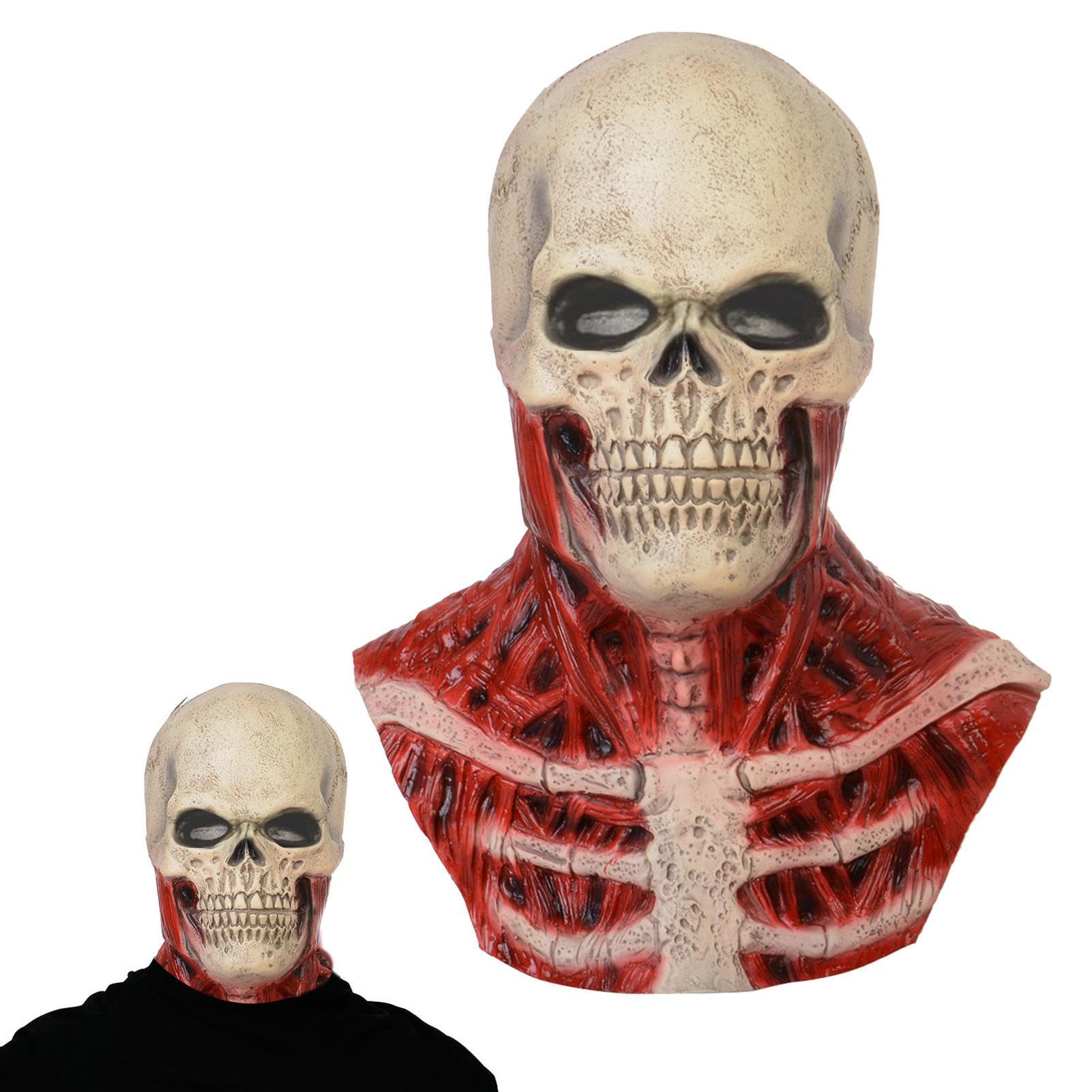Wilmot Totenkopf-Kopfbedeckung | Blutige Halloween-Deko-Schädelköpfe | Gruselige Latex-Gesichtsbedeckung, realistische gruselige Latex-Kopfbedeckung für die Weihnachts-Maskerade-Party