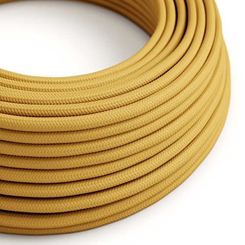 creative cables - Textilkabel rund, senf mit Seideneffekt, RM25-10 Meter, 2x0.75