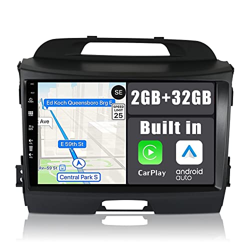 YUNTX Android 8.1 Autoradio für KIA SPORTAGE (2010-2015) Radio mit GPS Navi Unterstützt Bluetooth | DAB+ | USB | Carplay | WiFi | 4G | MicroSD | 2 Din | 8 Zoll | MirrorLink | RDS